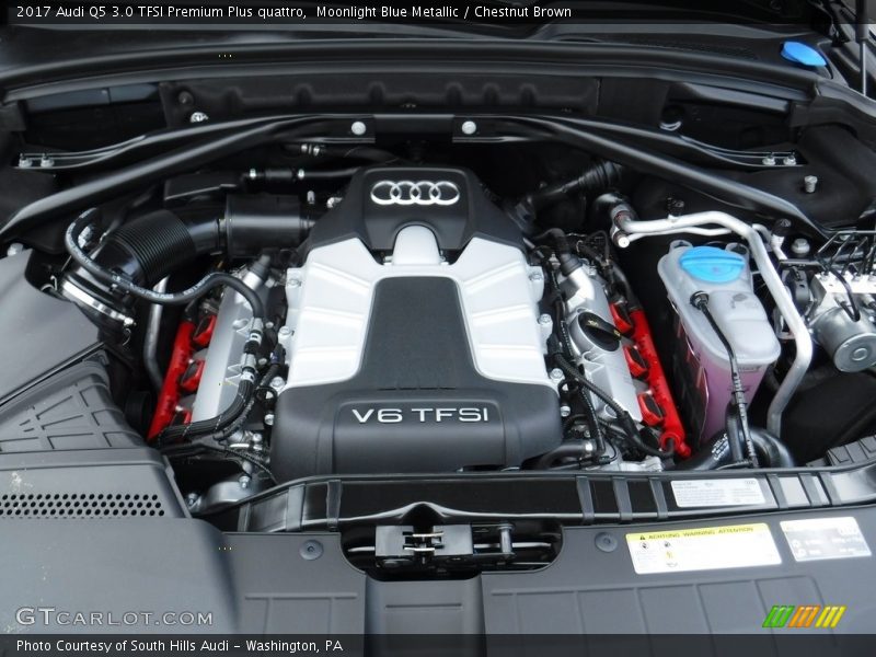 Moonlight Blue Metallic / Chestnut Brown 2017 Audi Q5 3.0 TFSI Premium Plus quattro