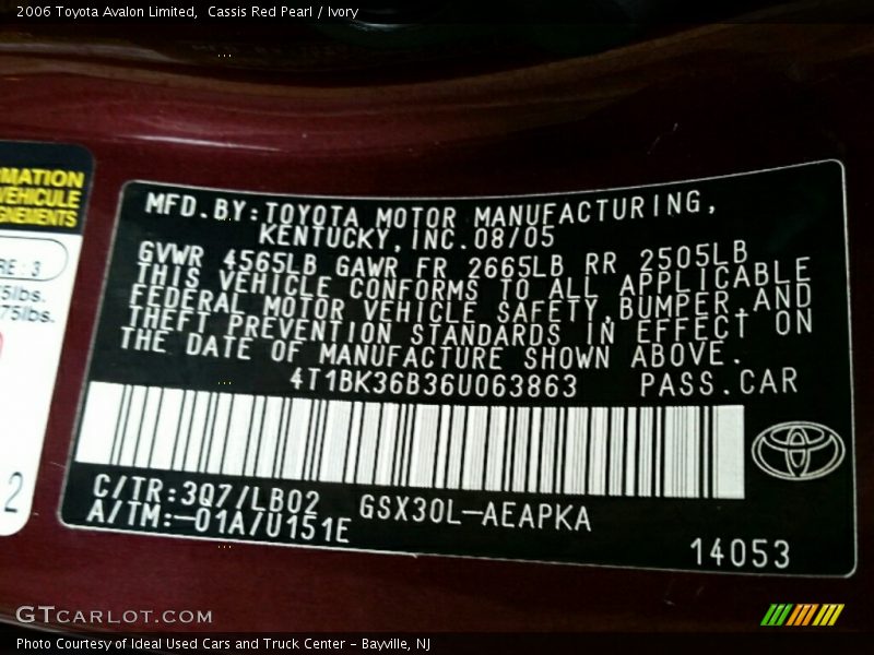 Cassis Red Pearl / Ivory 2006 Toyota Avalon Limited
