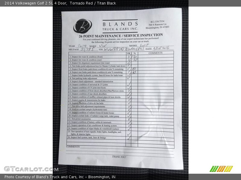 Tornado Red / Titan Black 2014 Volkswagen Golf 2.5L 4 Door