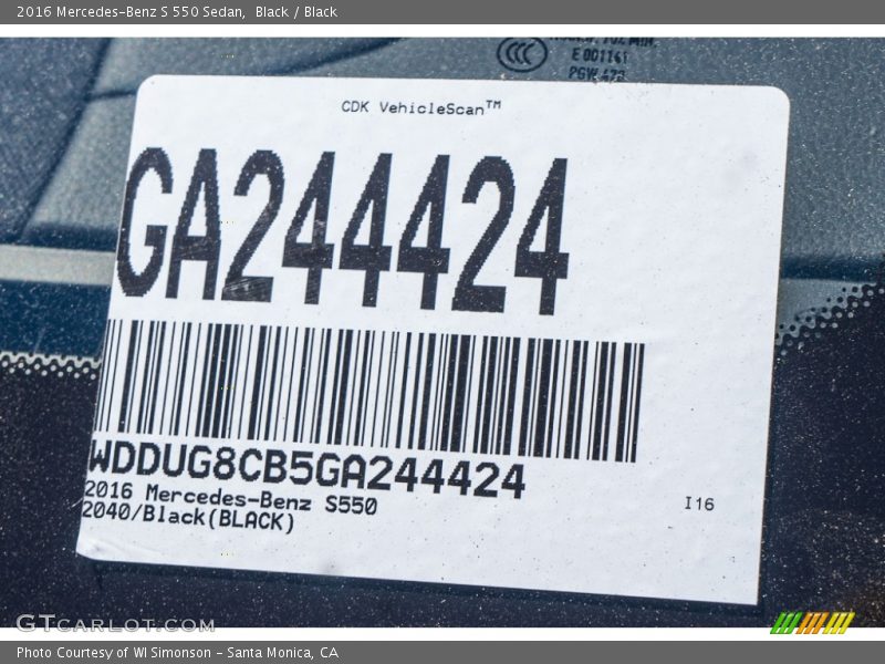 Black / Black 2016 Mercedes-Benz S 550 Sedan
