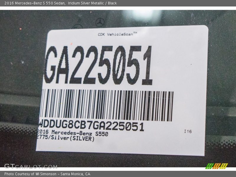 Iridium Silver Metallic / Black 2016 Mercedes-Benz S 550 Sedan