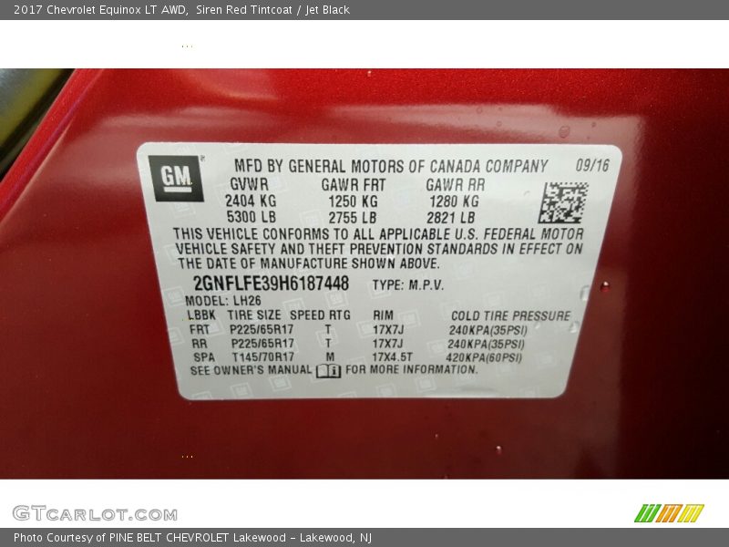 Siren Red Tintcoat / Jet Black 2017 Chevrolet Equinox LT AWD