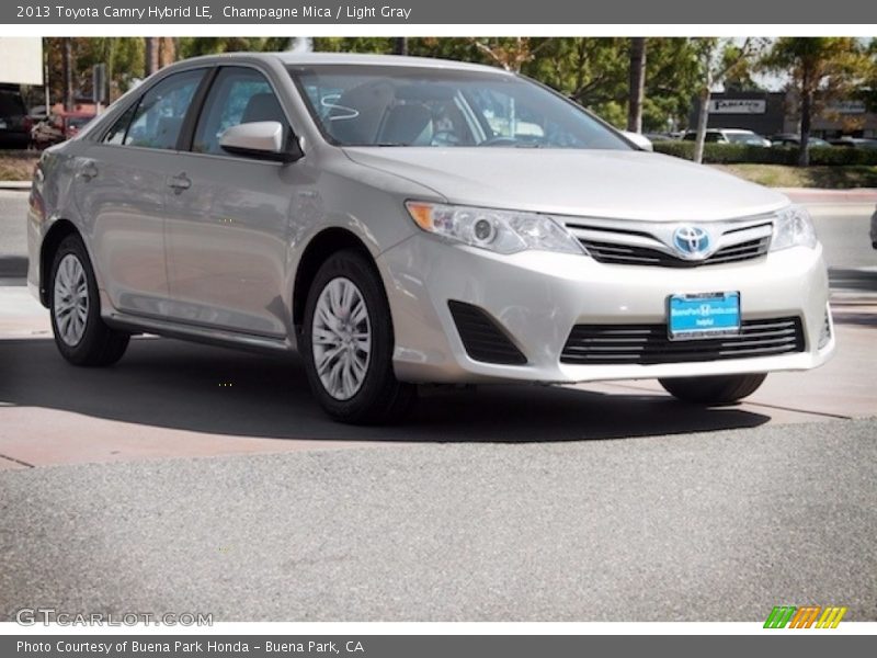 Champagne Mica / Light Gray 2013 Toyota Camry Hybrid LE