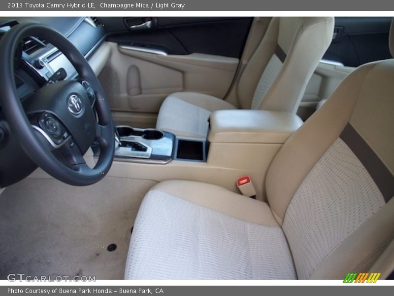 Champagne Mica / Light Gray 2013 Toyota Camry Hybrid LE