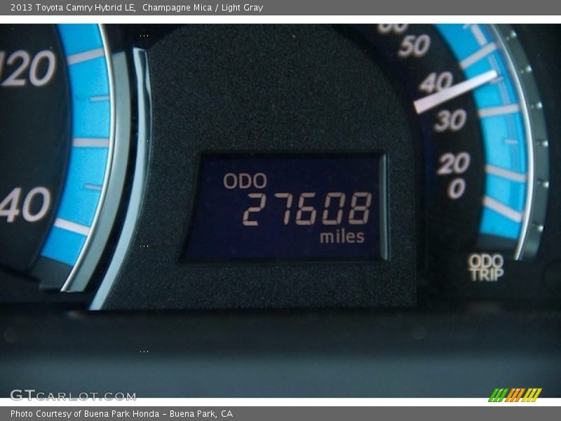Champagne Mica / Light Gray 2013 Toyota Camry Hybrid LE