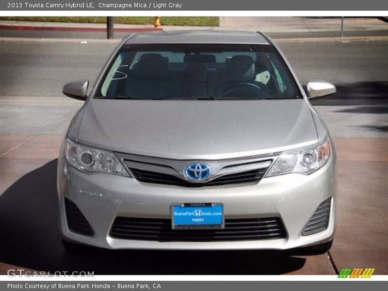 Champagne Mica / Light Gray 2013 Toyota Camry Hybrid LE