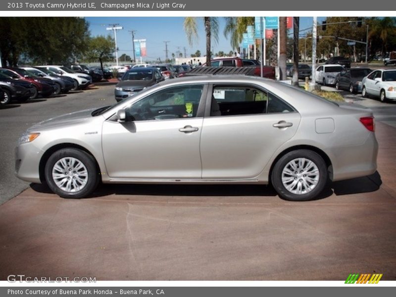 Champagne Mica / Light Gray 2013 Toyota Camry Hybrid LE
