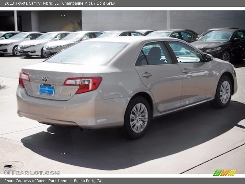 Champagne Mica / Light Gray 2013 Toyota Camry Hybrid LE