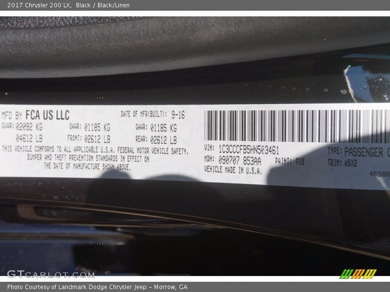 2017 200 LX Black Color Code PX8