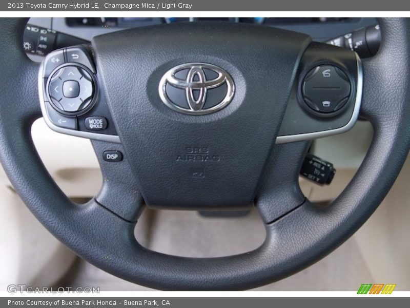 Champagne Mica / Light Gray 2013 Toyota Camry Hybrid LE