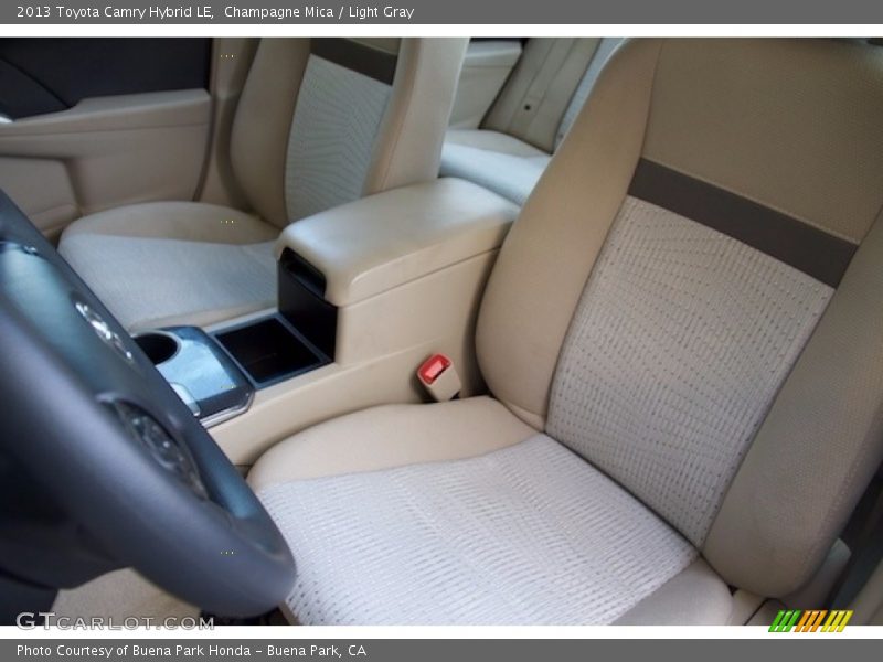 Champagne Mica / Light Gray 2013 Toyota Camry Hybrid LE