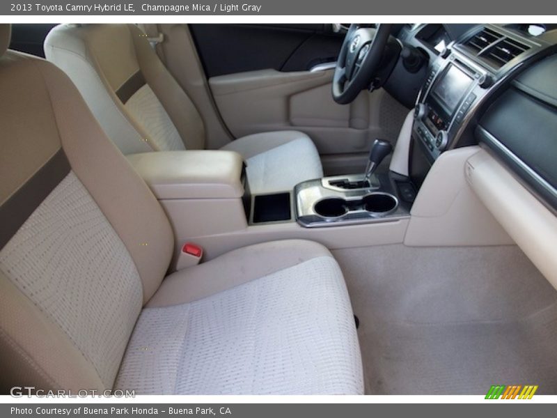 Champagne Mica / Light Gray 2013 Toyota Camry Hybrid LE