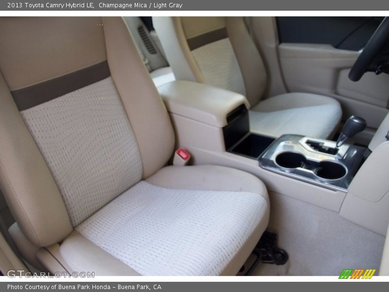 Champagne Mica / Light Gray 2013 Toyota Camry Hybrid LE