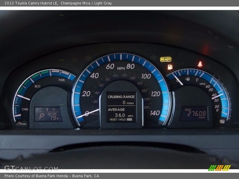 Champagne Mica / Light Gray 2013 Toyota Camry Hybrid LE