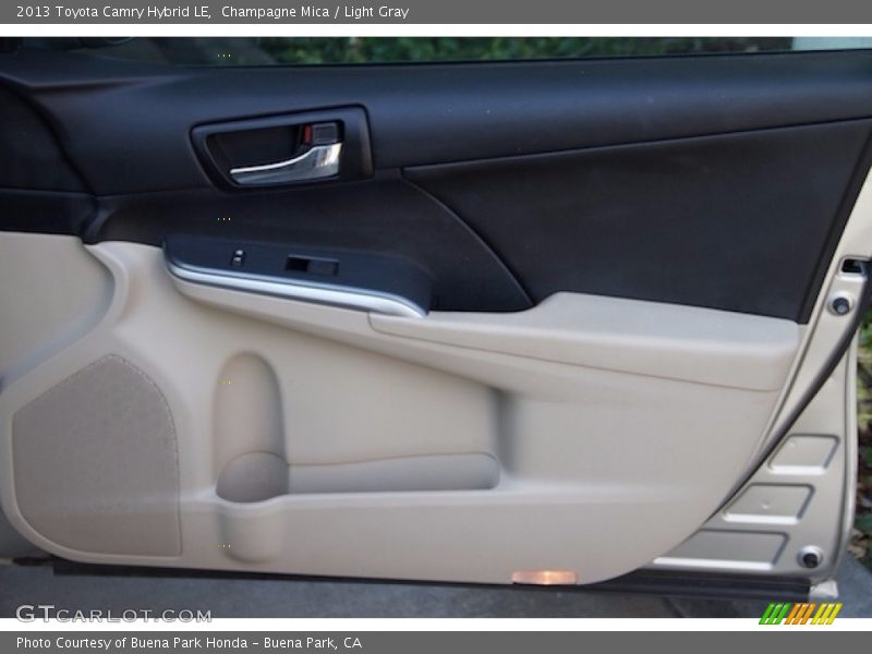 Champagne Mica / Light Gray 2013 Toyota Camry Hybrid LE