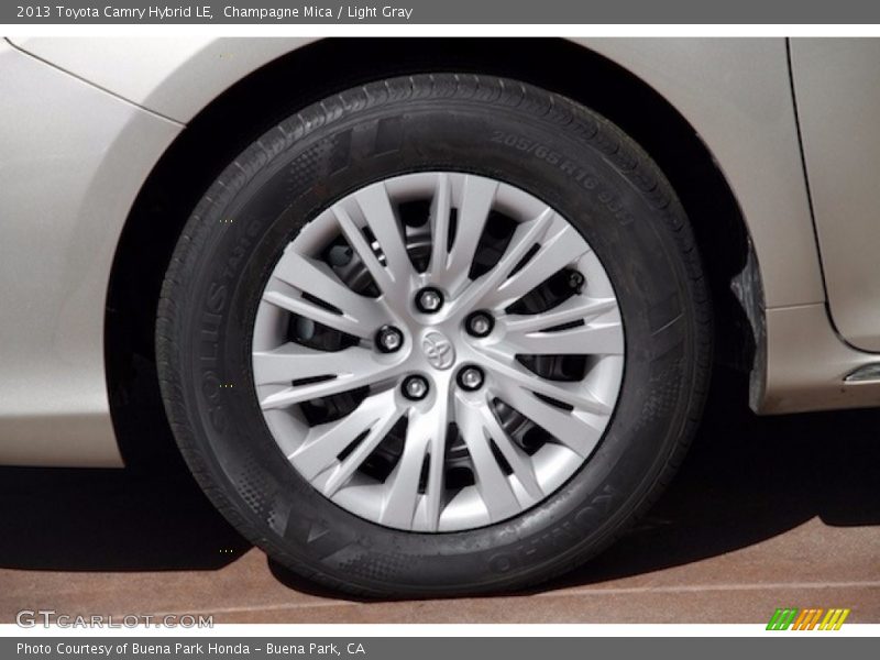 Champagne Mica / Light Gray 2013 Toyota Camry Hybrid LE