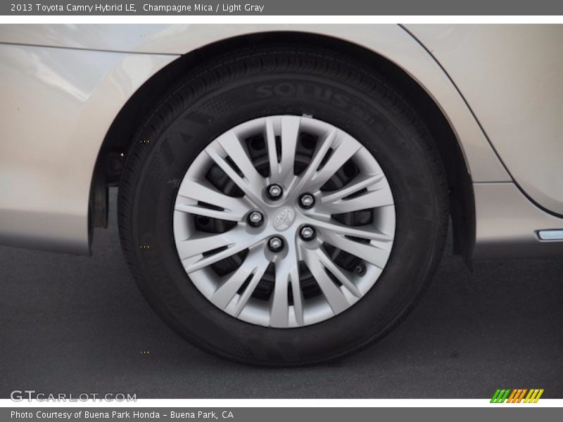 Champagne Mica / Light Gray 2013 Toyota Camry Hybrid LE