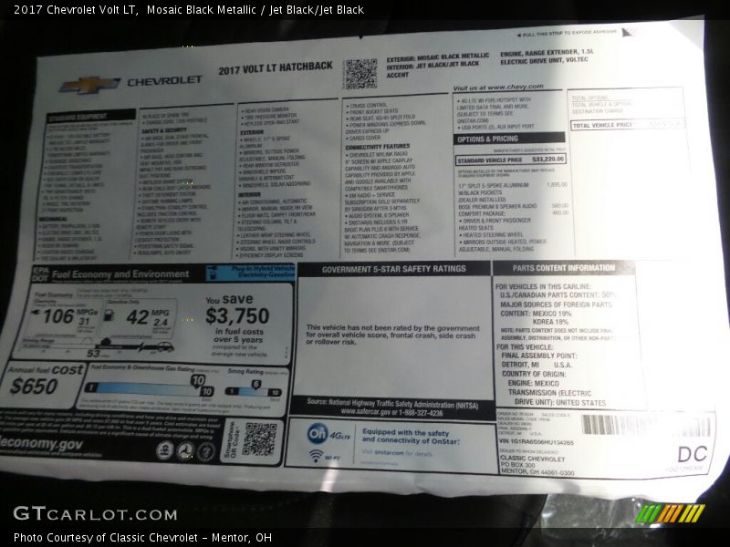  2017 Volt LT Window Sticker