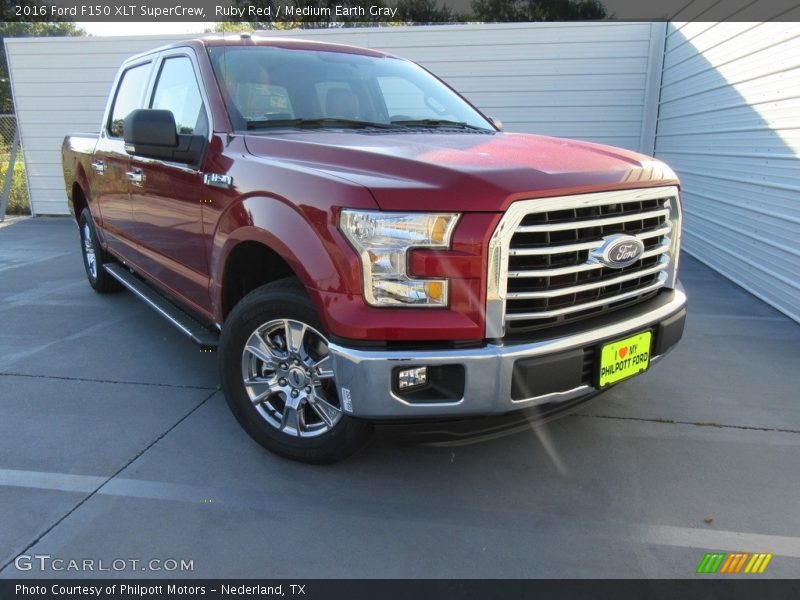 Ruby Red / Medium Earth Gray 2016 Ford F150 XLT SuperCrew