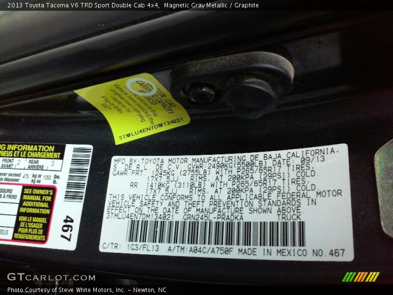 Magnetic Gray Metallic / Graphite 2013 Toyota Tacoma V6 TRD Sport Double Cab 4x4