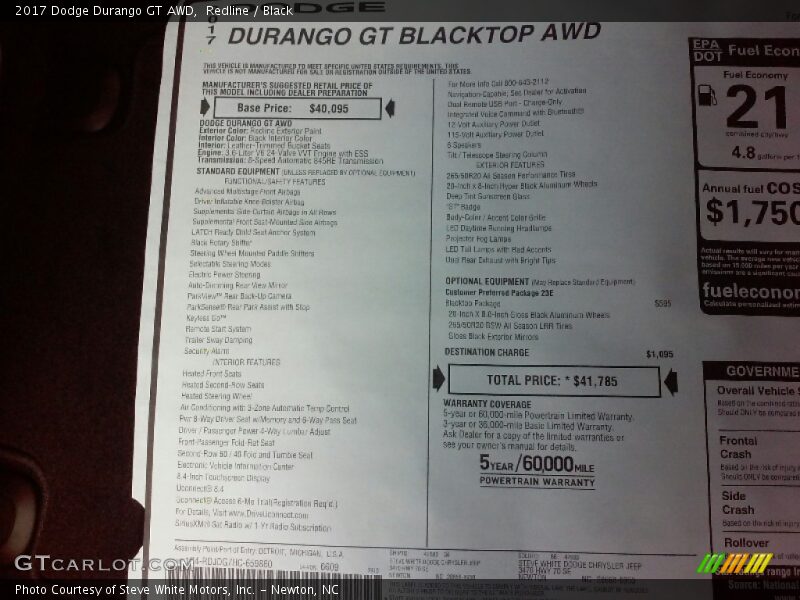 Redline / Black 2017 Dodge Durango GT AWD