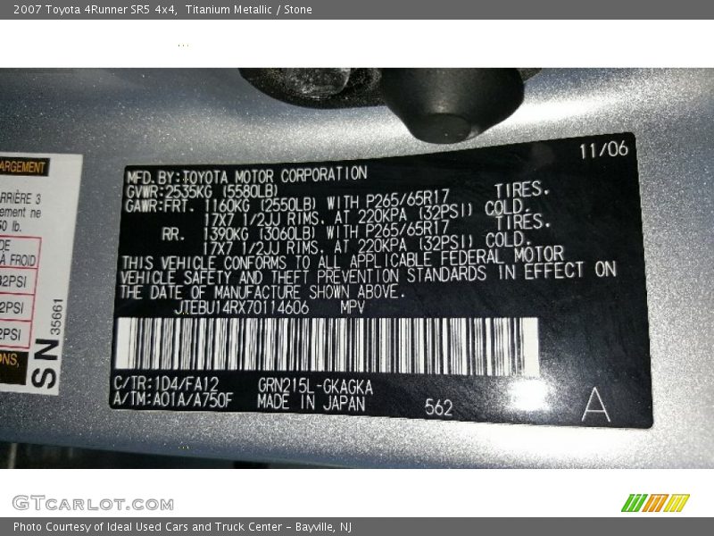 Titanium Metallic / Stone 2007 Toyota 4Runner SR5 4x4