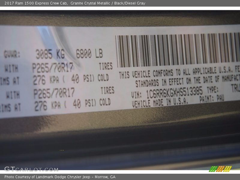 2017 1500 Express Crew Cab Granite Crystal Metallic Color Code PAU