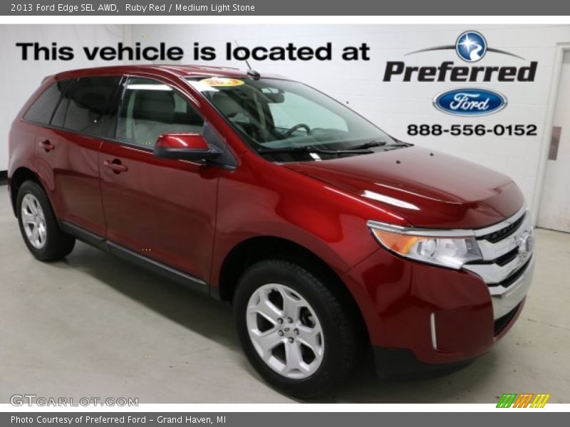 Ruby Red / Medium Light Stone 2013 Ford Edge SEL AWD