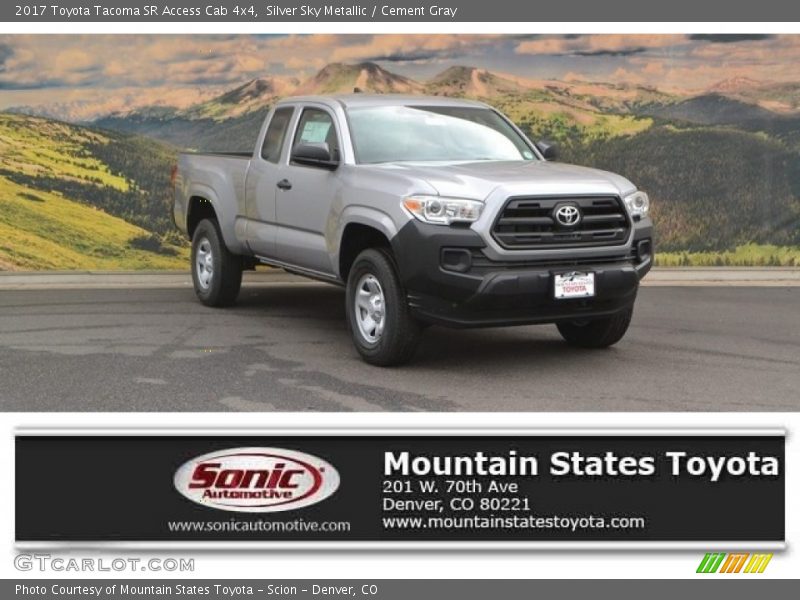 Silver Sky Metallic / Cement Gray 2017 Toyota Tacoma SR Access Cab 4x4
