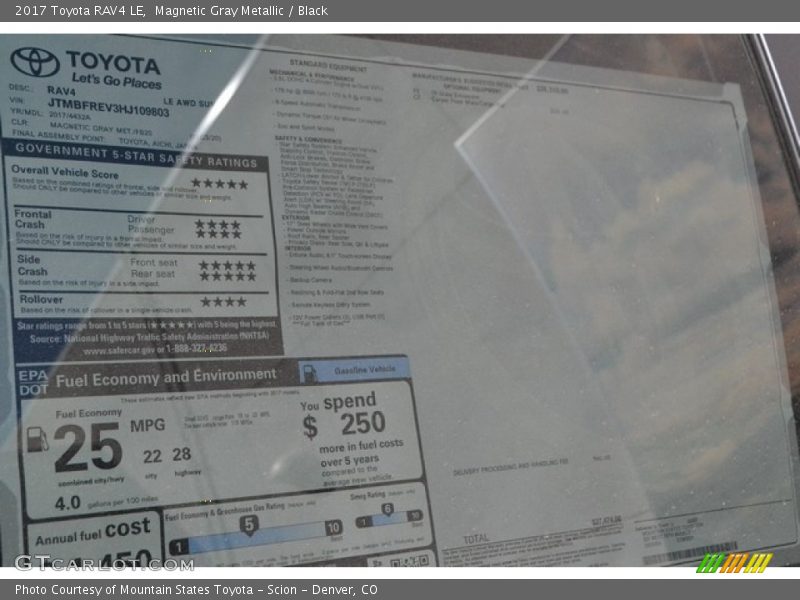 Magnetic Gray Metallic / Black 2017 Toyota RAV4 LE
