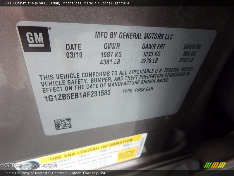 Mocha Steel Metallic / Cocoa/Cashmere 2010 Chevrolet Malibu LS Sedan