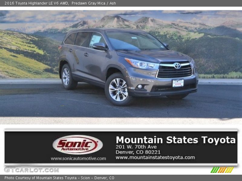 Predawn Gray Mica / Ash 2016 Toyota Highlander LE V6 AWD