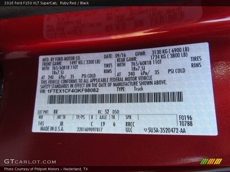 Ruby Red / Black 2016 Ford F150 XLT SuperCab