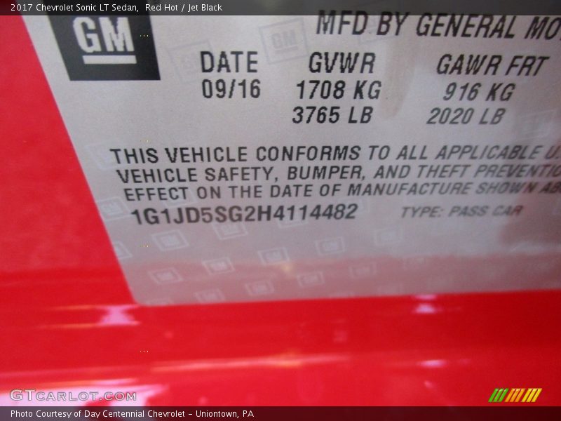 Red Hot / Jet Black 2017 Chevrolet Sonic LT Sedan
