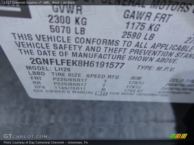 Black / Jet Black 2017 Chevrolet Equinox LT AWD
