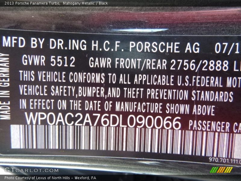Mahogany Metallic / Black 2013 Porsche Panamera Turbo
