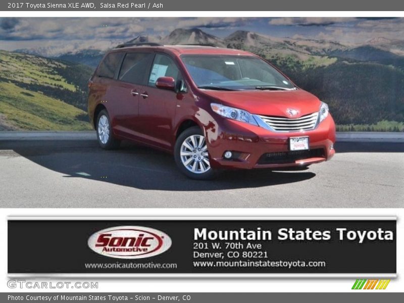 Salsa Red Pearl / Ash 2017 Toyota Sienna XLE AWD