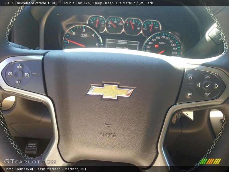 Deep Ocean Blue Metallic / Jet Black 2017 Chevrolet Silverado 1500 LT Double Cab 4x4