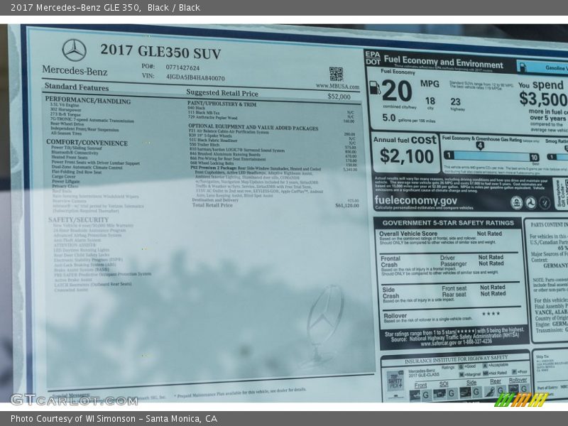 Black / Black 2017 Mercedes-Benz GLE 350