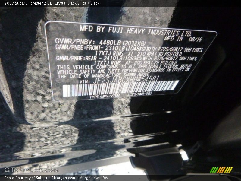 Crystal Black Silica / Black 2017 Subaru Forester 2.5i