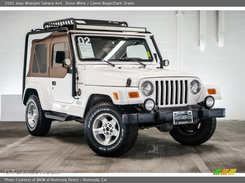 Stone White / Camel Beige/Dark Green 2002 Jeep Wrangler Sahara 4x4