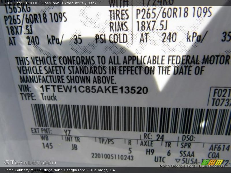 Oxford White / Black 2010 Ford F150 FX2 SuperCrew