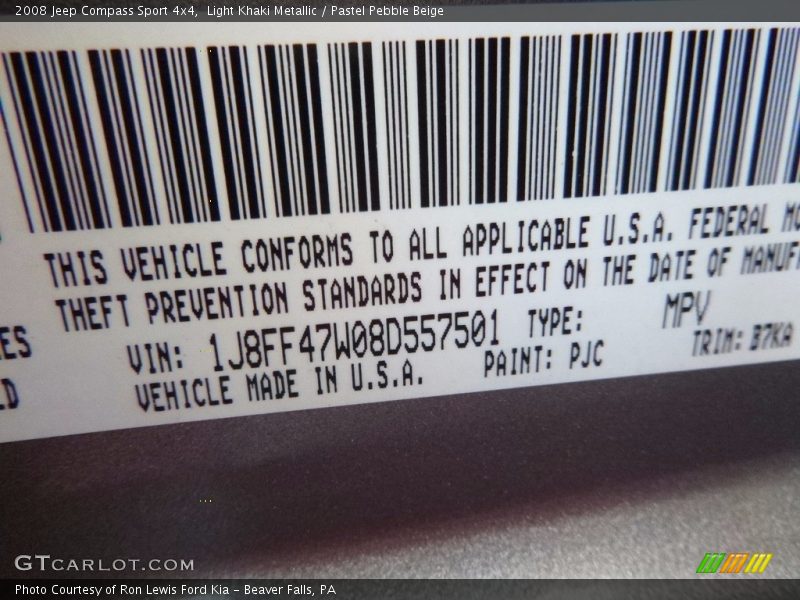 Light Khaki Metallic / Pastel Pebble Beige 2008 Jeep Compass Sport 4x4
