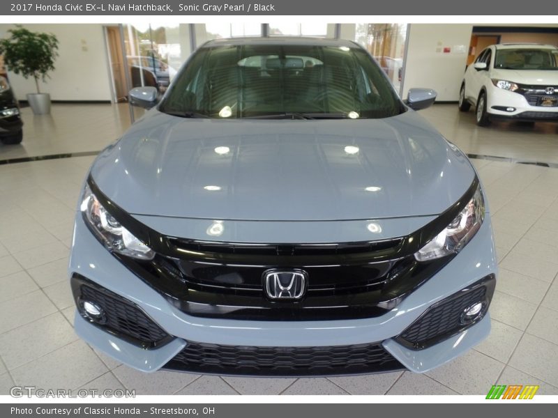 Sonic Gray Pearl / Black 2017 Honda Civic EX-L Navi Hatchback