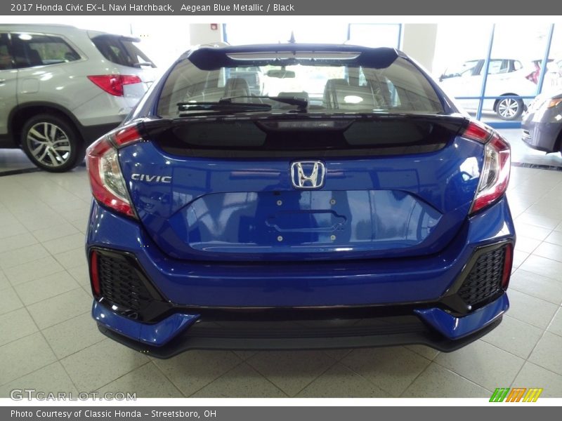 Aegean Blue Metallic / Black 2017 Honda Civic EX-L Navi Hatchback