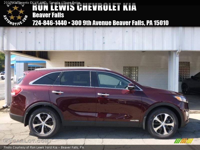 Sangria / Stone Beige 2017 Kia Sorento EX V6 AWD