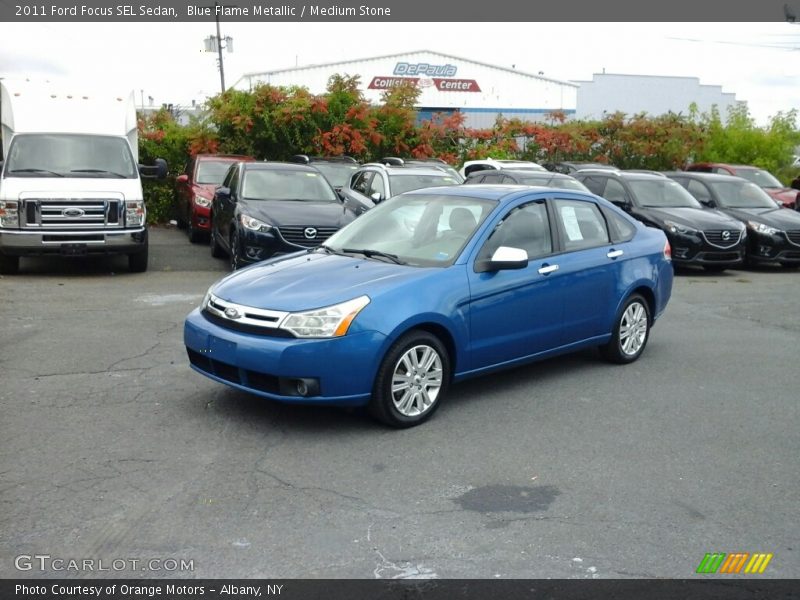 Blue Flame Metallic / Medium Stone 2011 Ford Focus SEL Sedan