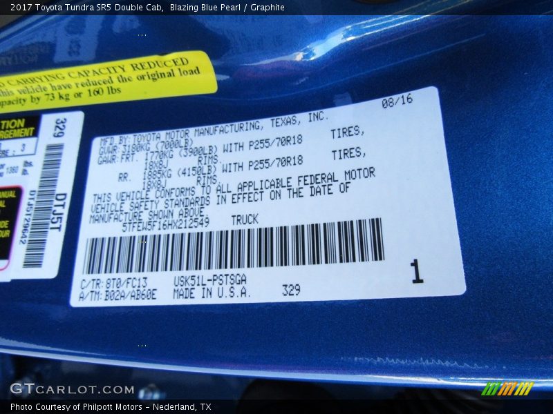 Blazing Blue Pearl / Graphite 2017 Toyota Tundra SR5 Double Cab