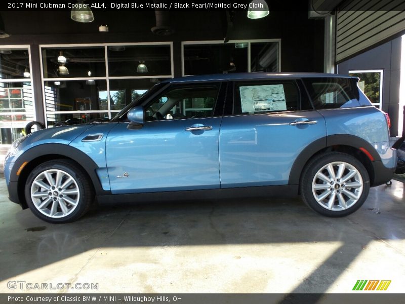 Digital Blue Metallic / Black Pearl/Mottled Grey Cloth 2017 Mini Clubman Cooper ALL4