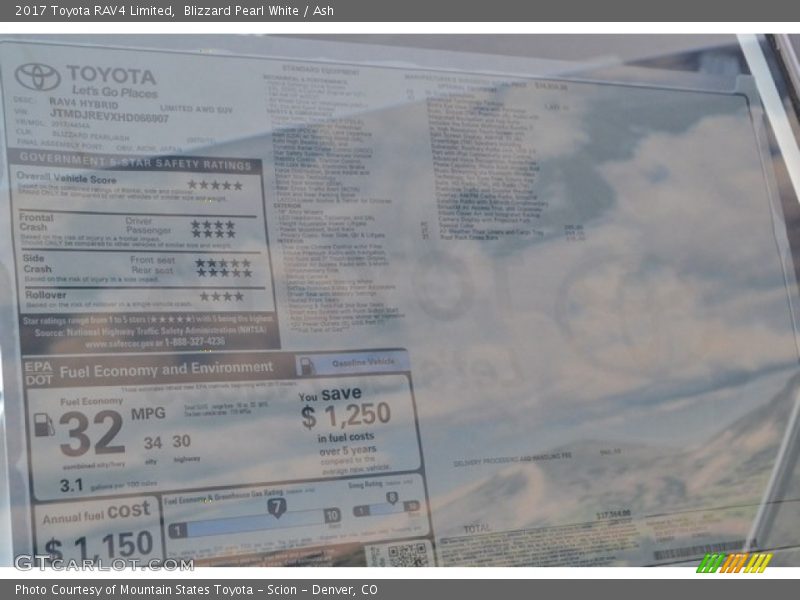 Blizzard Pearl White / Ash 2017 Toyota RAV4 Limited